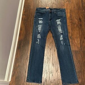 Men’s Recess Denim Slim Tapered Distressed Jeans Size 36/32